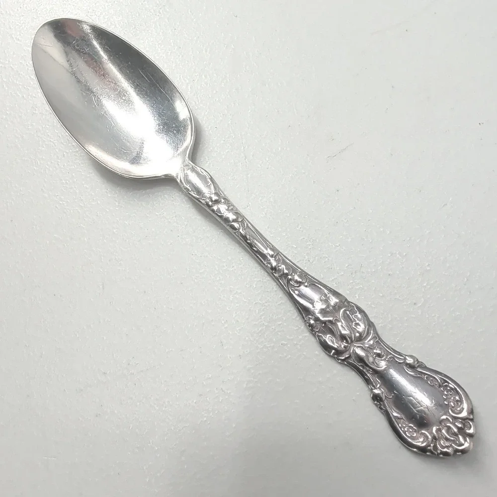 1835 R Wallace Floral Pattern Silver Plate Teaspoon Sectional Triple Monogram